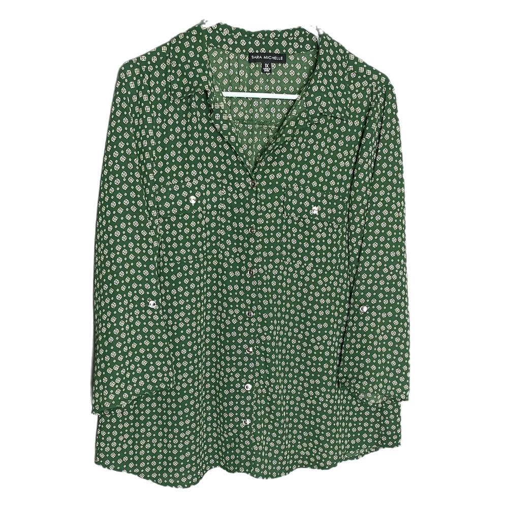 Sara Michelle Sheer Roll-Tab 3/4 Sleeve Blouse Women’s Size 1X